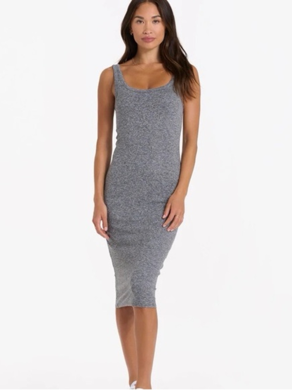 Vuori halo essentials Charcoal Ribbed Tank Midi Dress